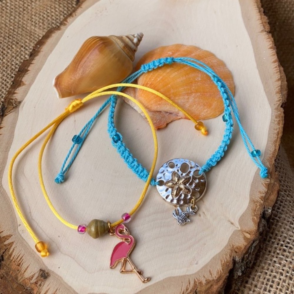 Sand Dollar starfish & Flamenco beach bracelet